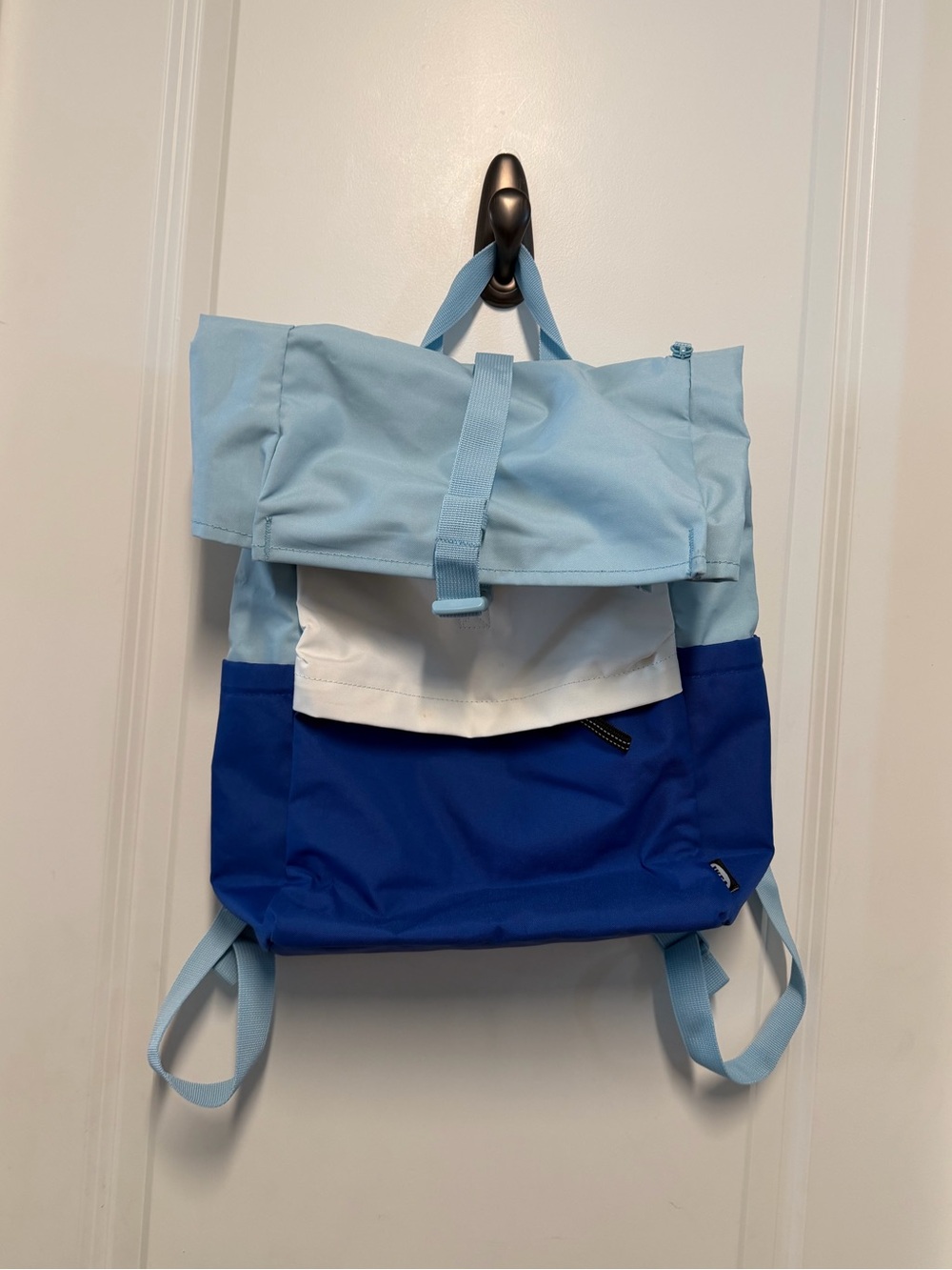 IKEA Blue White Roll-Top Backpack Colorblock School Travel Bag